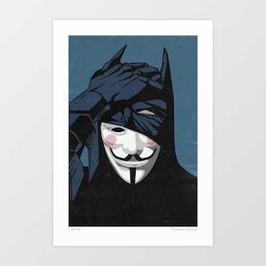 Illustration: 'V for Bat' Art Print by Vertigo Artography