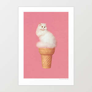 Food 1: 'Cat Ice Cream - Pink' Art Print by Vertigo Artography