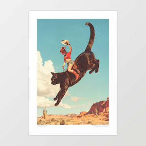 Animals: 'Yeehaw Rodeo Cat Cowgirl' Art Print by Vertigo Artography