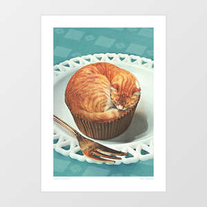 'Ginger Cupcat Nap' Art Print by Vertigo Artography