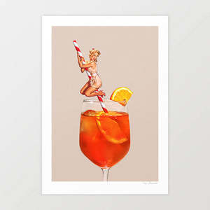 'Retro Orange Spritz Cocktail' Art Print by Vertigo Artography