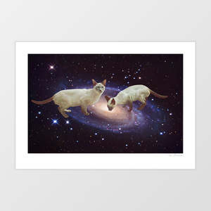 'Interstellar Lickers - Milky Cat Lap' Art Print by Vertigo Artography