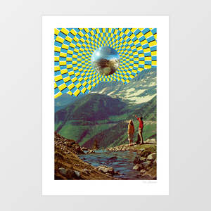 New Zealand: 'Peak Disco Boogie v2' Art Print by Vertigo Artography | Psychedelic Disco Ball Wall Art Trippy 70s Decor