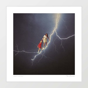 New Zealand: 'Static Stairway' Art Print by Vertigo Artography | Surreal Lightning Wall Art Mother Child Decor