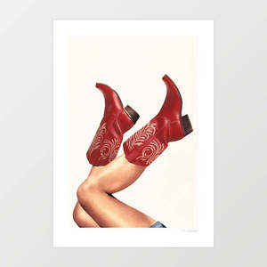 'These Boots - Rouge' Art Print by Vertigo Artography | Red Cowboy Boo&hellip;