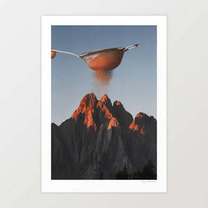 Food 1: 'Cocoa Dusk' by Vertigo Artography | Alpine Sunset Peaks Last Light Dusk Chocolate Dusted Mountain Surrealist Culinary Landscape