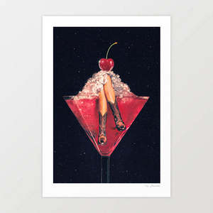 Food 1: 'Cherry Cowgirl Margarita' Art Print by Vertigo Artography | Cowgirl Core Yee Haw Nashville Bachelorette Western Cocktail Rodeo Boots Bar Art