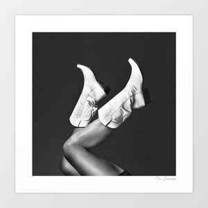 Fashion: 'These Boots - Noir' Art Print by Vertigo Artography | Cowgirl Noir Monochrome Western Editorial Luxury Ranch Nashville Bachelorette Wall Art