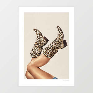 Fashion: 'These Boots - Leopard Print' Art Print by Vertigo Artography | Cowgirl Core Rodeo Nashville Bachelorette Western Fashion Wall Art