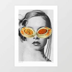 'Hungry Eyes' Art Print by Vertigo Artography | Surreal 1960s Mod Fash&hellip;