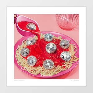 'Spaghetti Disco Balls – Pink and Red' Art Print by Vertigo Artograp&hellip;
