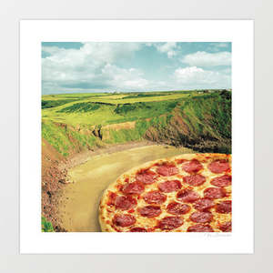'Coastal Pizza Bay' Art Print by Vertigo Artography | Surreal Pizza Co&hellip;