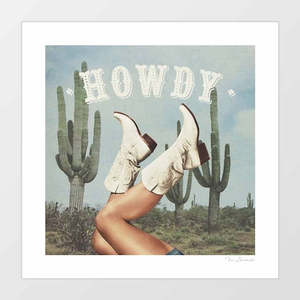 Allartprints: These Boots – Howdy Cactus Art Print by Vertigo Artography | Desert Cowgirl Wall Art | Cactus Western Poster | Howdy Typography Print