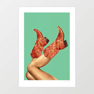 Allartprints: These Boots – Glitter Showgirl Art Print by Vertigo Artography | Glitter Cowgirl Boots Wall Art | Sparkle Western Poster | Rhinestone Cowgirl Print