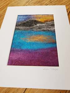 abstract design: Lake Tekapo at Night, Landscape Collection, Wool Painting 10 x 8 inch