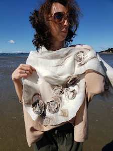 Frontpage: Masterpiece Scarf 3D effect, nunofelting natural luxury shawl from silk & merino feather-light
