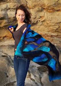 Pieces of Paua Shell on the incredible shawl, unique art from New Zealand, great&hellip;