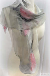 Gray silk shawl pink merino wool shades 4548