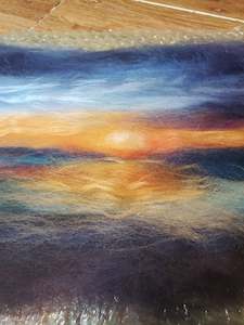 Home Decor: Sunset New Zealand, Landscape Collection, Wool and Silk Painting 10 x 8 inch