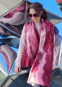 Merino scarf, warm and light in Blush and Berry shades.