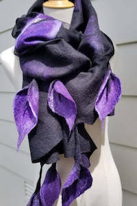 Shawls: PURPLE LILIES shawl, wearable art from merino wool and silk | OMG scarf like jewellery | Unique design