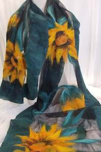 Sunflowers Nunofelting shawl The addition to the dress, coat. Fancy silk scarf f&hellip;