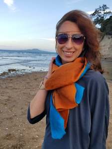 Scarf Dual color blue & orange Sunrise Rangitoto in New Zealand, memories gift U&hellip;