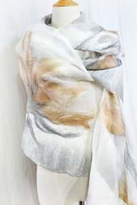 Nunofelted wrap, shawl the addition to the dress, jacket, silk merino scarf in n&hellip;