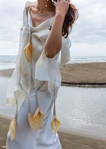 Shawls: Unique wedding shawl, cape, bolero natural silk and merino wool, wearable art handmade in New Zealand, Perfect to weeding dress