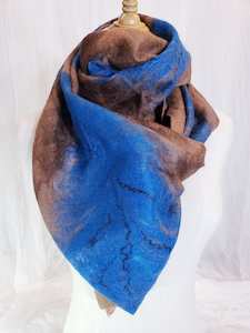 Scarf blue feather, soft, delicate, airy merino and silk, shawl wet felted, wear&hellip;