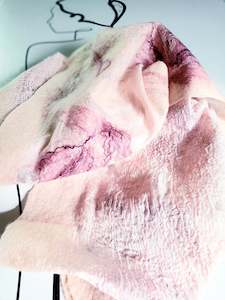 Scarf Pearl pink, peach, crinkled double-sided wool & silk, versatile wearablear&hellip;