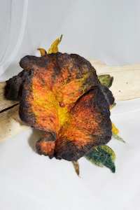 Accesories: Stunning merino brooch adds new look to your dress, coat, bag - must have it! Perfect to pin shawl, scarf, Autumn colors, brown, orange