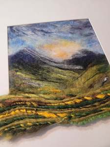 Home Decor: Needle Felted Landscape 3D Art | New Zealand Mountain Sunrise | Unique Merino Wool Wall Decor