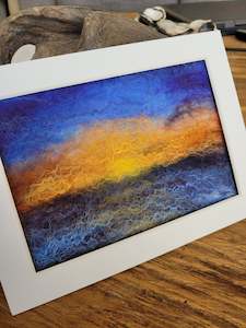 Wool & silk painting, Ocean Sunset