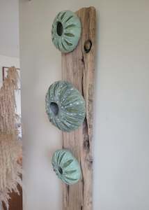 Kina shell sea sculptures, wet felted merino wool 3D vase in coastal design, New&hellip;