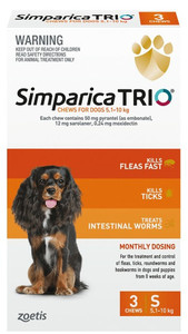 Simparica Trio Dog Chew - 5-10kg 3PK Vet Online Co