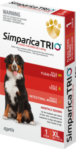 Products: Simparica Trio Dog Chew SINGLE PACK - 40-60kg Vet Online Co