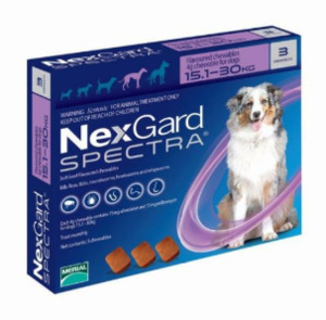 Products: Nexgard Spectra Flea + Wormer for Dogs - 15.1 - 30kg. Vet Online Co