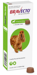 Products: Bravecto Chewable Flea - Medium Dog 10-20kg. Vet Online Co