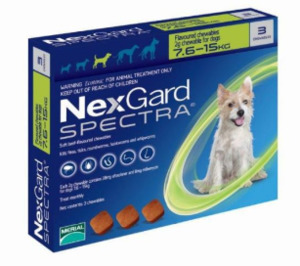 Nexgard Spectra Flea + Wormer for Dogs - 7.6 - 15kg. Vet Online Co