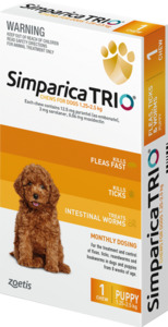 Simparica Trio Puppy/Small Dog Chew - 1.25-2.5kg 1PK Vet Online Co