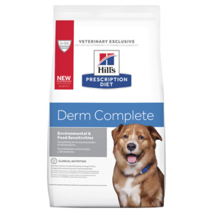 Products: Hills Prescription Diet Derm Complete Dry Dog Food
