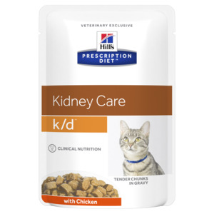 Hills Prescription Diet k/d Kidney Care Chicken Cat Food Pouches 85g x12