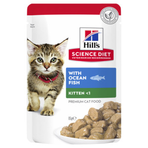 Hills Science Diet Feline Kitten Fish Cat Food Pouches 85gm x12