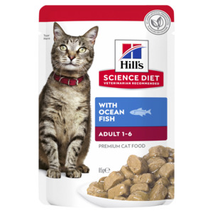 Products: Hills Science Diet Adult Fish Cat Food Pouches 85gm x12