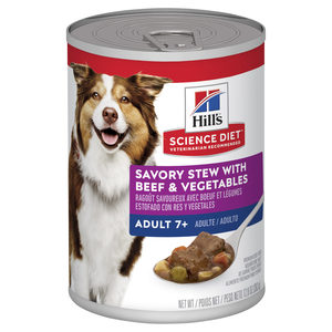Hills Science Diet Adult 7+ Savory Stew Beef & Vegetables Canned Dog Food 363gm