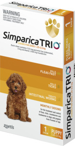 Products: Simparica Trio Chew 1.3-2.5kg Single