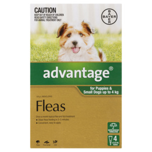 Advantage Fleas For Puppies & Small Dogs Up To 4kg - 4 Pack
