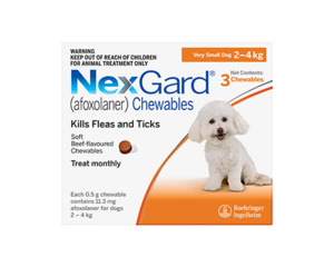 Products: Nexgard Chewable Extra Small Dog 2-4kg