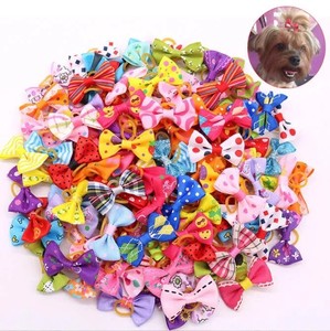 Cats: Fashionable Puppy/ Dogs Hair Bows with Rubber Band (pack of 10)